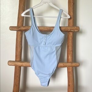 No Boundaries Sky Blue Ribbed Swimwear